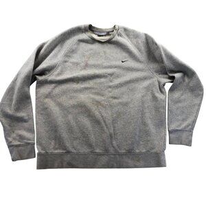 Nike Mens Sweatshirt XL Gray Pullover Crewneck Fleece Lined Cozy Casual Flaws
